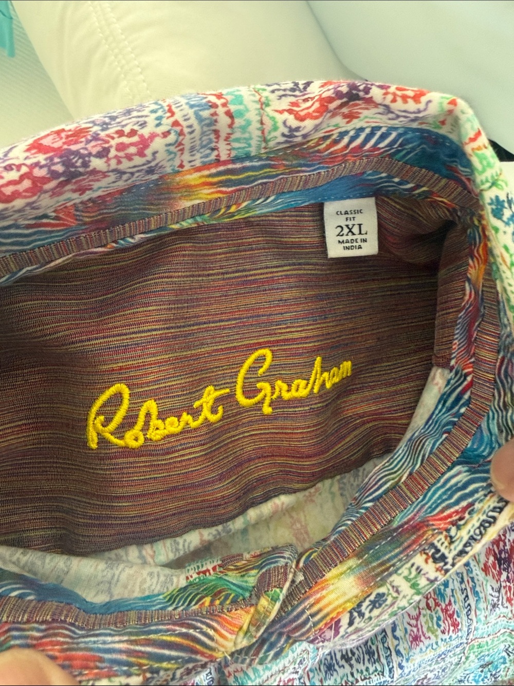 Robert Graham Multicolor Embroidered Interior Button-Up